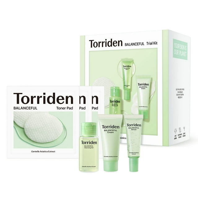 Torriden BALANCEFUL Cica Trial Kit, Gotu Kola Infused Daily Skincare
