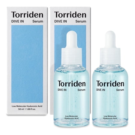 Torriden DIVE-IN Low-Molecular Hyaluronic Acid Serum, 1.69 fl oz (2 Pack) | Fragrance-free Face Serum for Dry, Dehydrated, Oily Skin | Vegan, Clean, Cruelty-Free Korean Skin Care