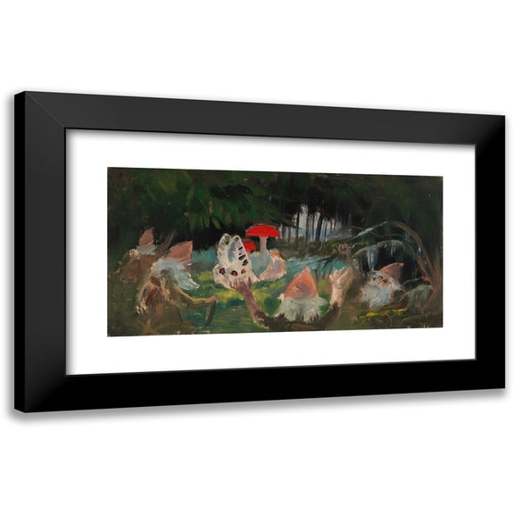 Torsten Wasastjerna 14x9 Black Modern Framed Museum Art Print Titled - The Princess and a Butterfly Underneath a Fly Agaric, Sketch for the Painitng Farity Tale Princess (1895 - 1896)