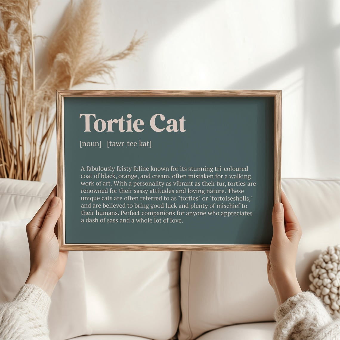 Tortie Cat Definition Wall Art Print, Quirky Pet Typography For Cat ...