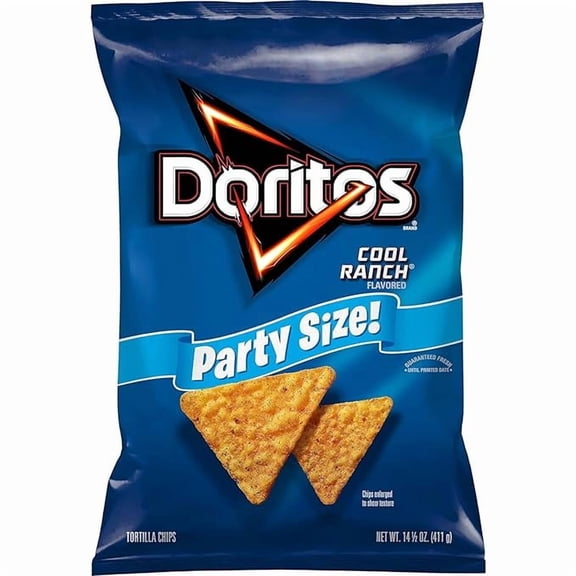 Tortilla Chips Cool Ranch Flavored Snack, Party Size, 14.5oz Bag