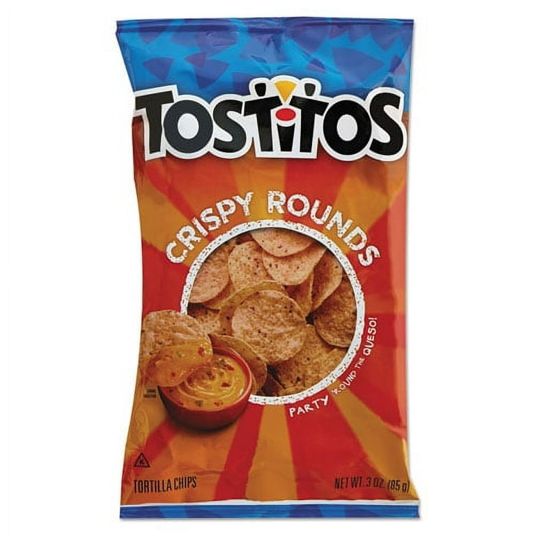 Tortilla Chips Crispy Rounds, 3 oz Bag, 28/Carton Tortilla Chips Crispy Rounds, 3 oz Bag, 28/Carton