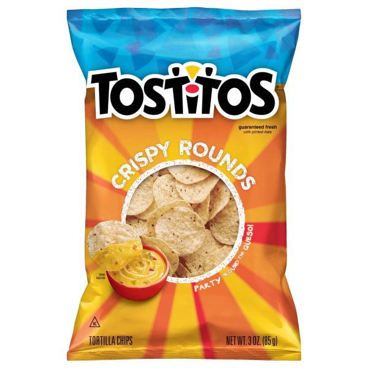 Tortilla Chips Crispy Rounds, 3 oz Bag, 28/Carton
