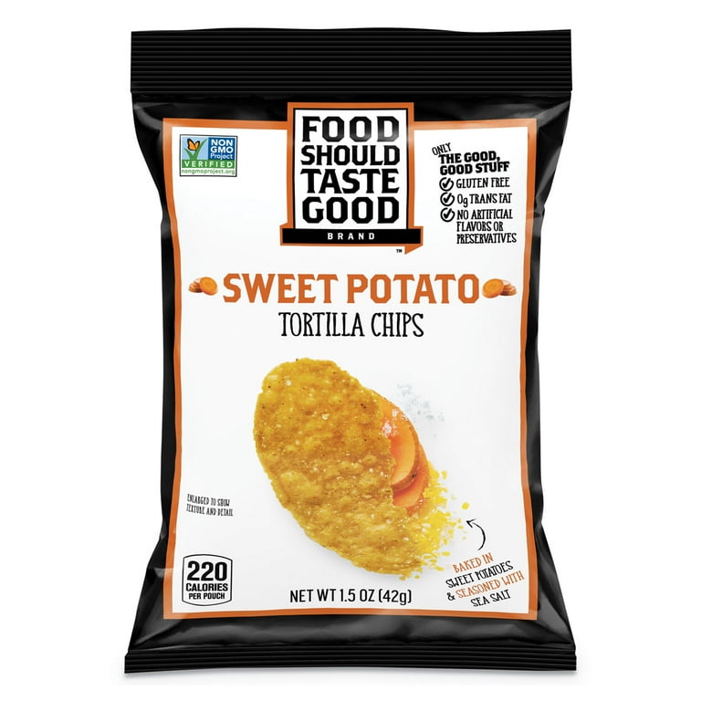 Tortilla Chips, Sweet Potato with Sea Salt, 1.5 oz, 24/Carton Tortilla Chips, Sweet Potato with Sea Salt, 1.5 oz, 24/Carton