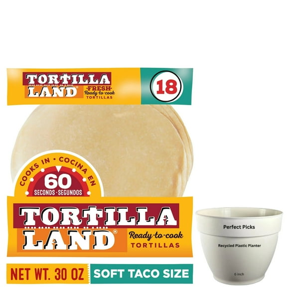 Tortilla Land Ready to Cook Soft Taco Size Flour Tortillas, 30 oz, 18 Count