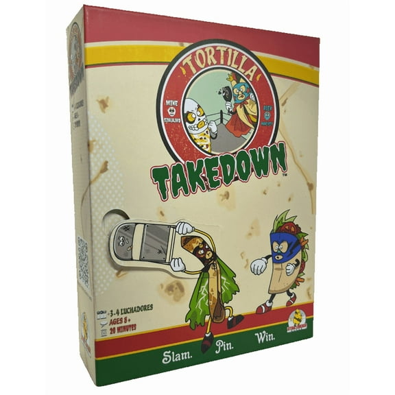 Tortilla Takedown by Lethal Chicken Games: A hilarious luchador food fight card game for ages 8+ with fast-paced, family-friendly fun.