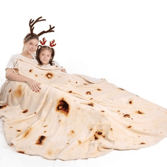 Tortilla Throw Blanket 2.0 Double Sided 71 inches for Adult and Kids, Giant Funny Realistic Food Blankets, 285 GSM Novelty Soft Flannel Taco Blanket (Yellow -Double Sided)
