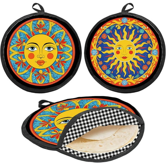 Tortilla Warmer Pouch 12 Inch Insulated Cloth Pouch Sunsburst Mandala Taco Tortilla Server Bag Microwaveable Fabric Tortilla Keeper Holder Keep Food Warm DIY