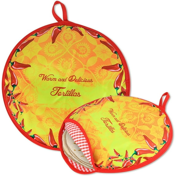 Tortilla Warmer Pouch 12 Inch Insulated & Microwaveable Fabric Tortilla Keeper Holder, Keeps Warm for Corn Flour Taco Pizza Bread up to One Hour