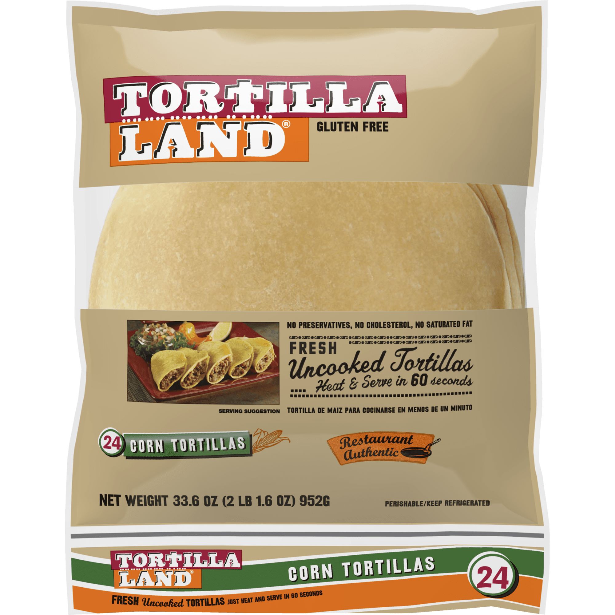 TortillaLand® GlutenFree Corn Tortillas, Medium, 60 Count