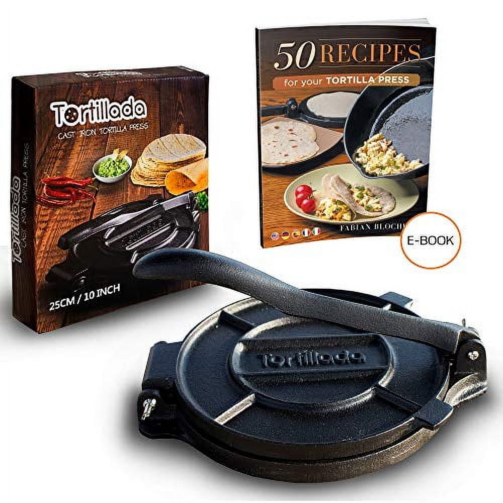 Tortillada 10-Inch Pre-Seasoned Cast Iron Tortilla Press