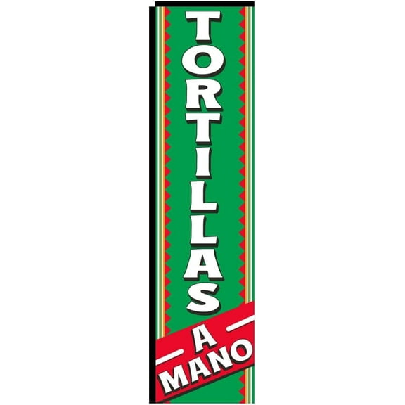 Tortillas A Mano Rectangle Banner for Mexican Spanish food Restaurant Advertising signs, Outdoor Swooper Rectangle 3x12ft Replacement Flag Only
