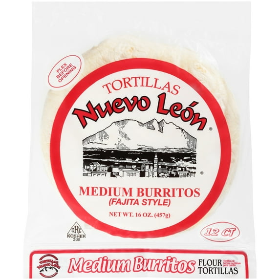 Tortillas Nuevo Leon Medium Burritos Fajita Style Flour Tortillas 16 oz. Bag