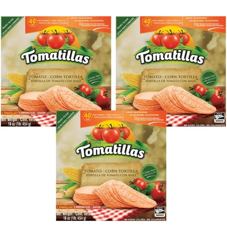 Tortillas tomatillas fat free gluten free made of tomato healthy food Mexican tortilla de tomate (Pack of 3)