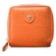 thumbnail image 1 of Tortoise -100% Genuine Leather Zip Around Wallet Orange (Olivia), 1 of 5