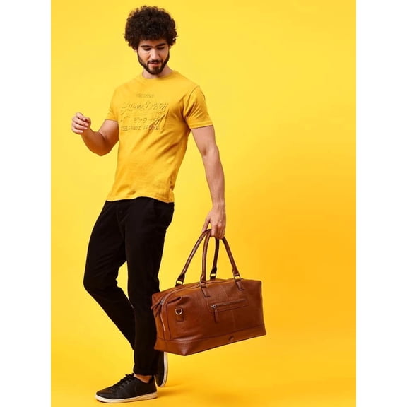 Tortoise -100% Genuine LeatherDuffle Bag 44 LTS Dust Resistant Travel Bag Spacious Main Compartment Tan (Urban)