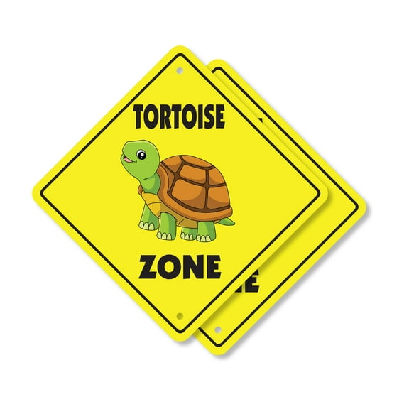 Tortoise (2 Pack) Plastic Crossing Sign - 10 Inch X 10 Inch Xing Sign Gift Animal Reptile Wildlife Slow Pet Cute Exotic Nature Decor Outdoors Fun Shell
