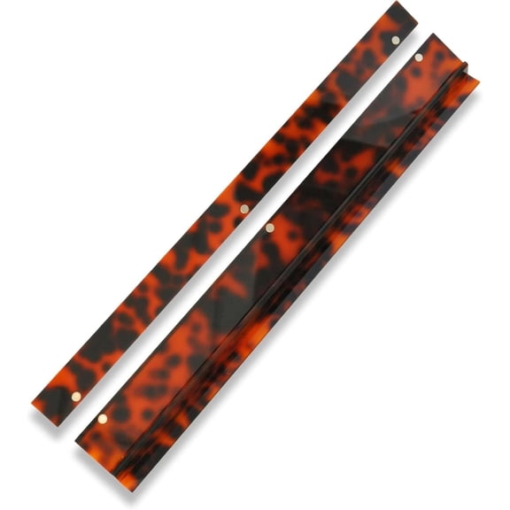 Tortoise Acrylic Mahjong Rack Set with Magnetic Pushers 17-inch Extended Spacious Arrangement for Tiles Complete Set for 4 Players Detachable