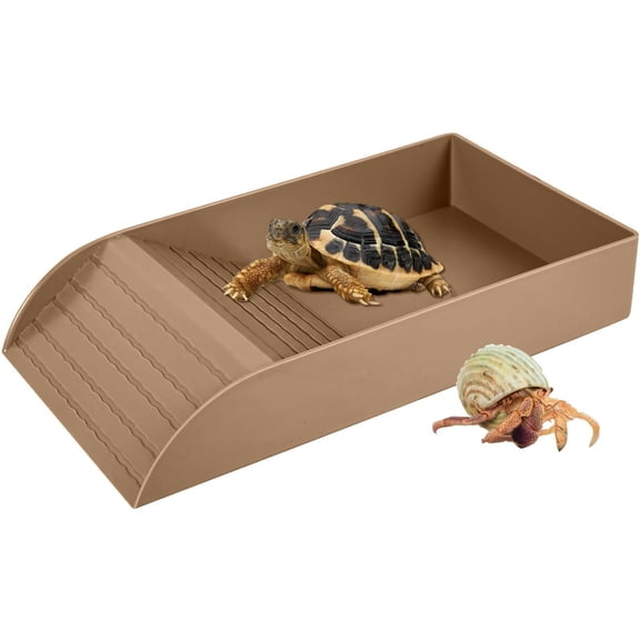 Tortoise Bathing Basin Small Size, Terracotta Feeding Water Bowl With Terraced Design, For Box Turtles Semi - Aquatic Turtles Grass Turtles Reptiles Lizards - Light Brown