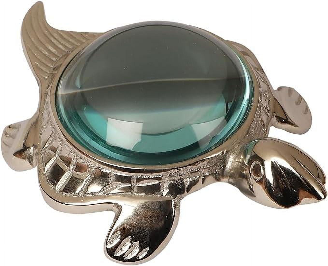 Tortoise Brass Nautical Magnifying Glass Collectible Paperweight for Newspaper Reading Office Desk Feng Shui and Vastu Antique Silver Item
