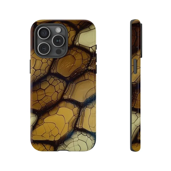 Tortoise Brown Shell Marble Texture Phone Case with iPhone 17 through 11 Pro Max