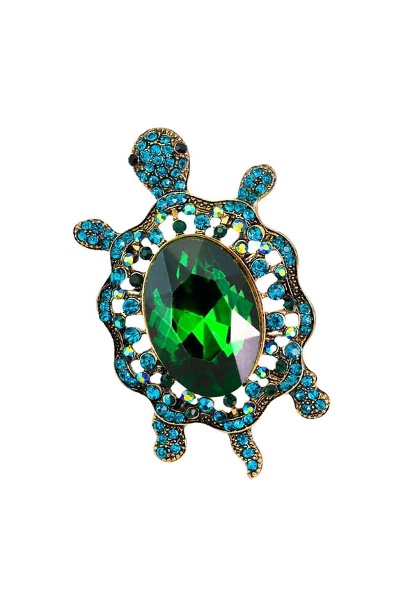 Tortoise Crystal Brooch Turtle Rhines Pin Animal Decorative