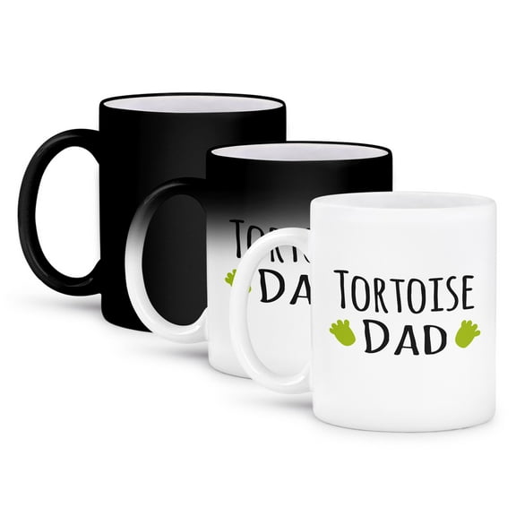 3dRose, Tortoise Dad - for shell reptile lovers enthusiasts and pet owners - Testudines - with footprints, 11oz Magic Transforming Mug