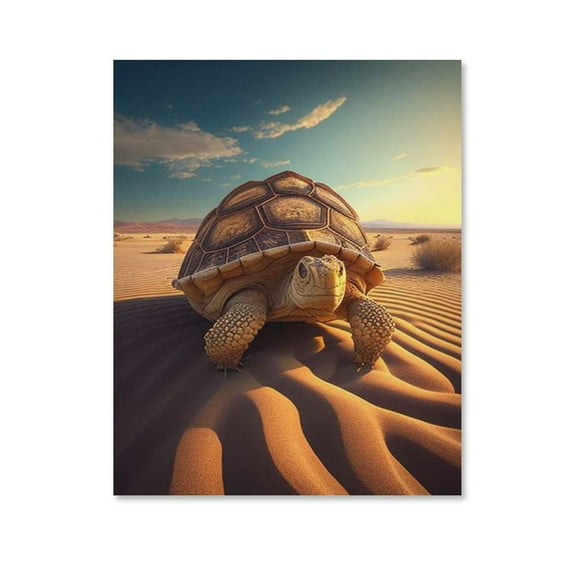 Tortoise of The Desert Poster Canvas- Perfect for Wall Artrations, Dining Room Decor, Bedroom Art, Wall Decor Living Room, Wall Art, Frameless 12x16inch