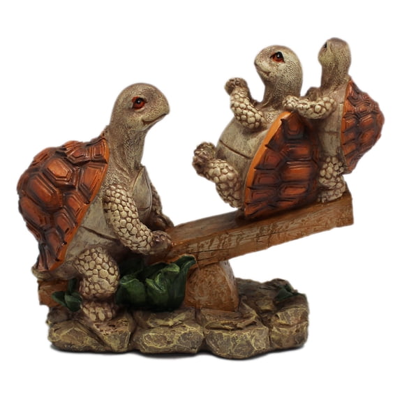 Tortoise Family Having Fun on a Seesaw Decorative Statuette