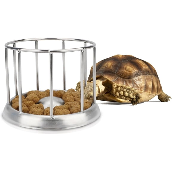 Tortoise Feeding Dish Reptile Water Dish  Bowl Stainless  Feeder for Tortoises Lizards Turtles Chameleon (S)