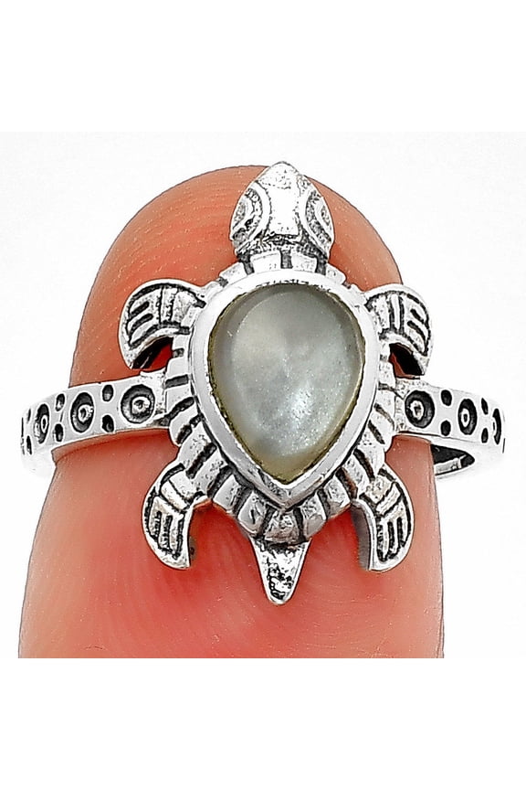 Tortoise - Gray Moonstone 925 Sterling Silver Ring s.7 Jewelry DGR1116_G_7 R-1076