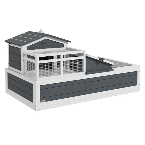 Tortoise Habitat 3-Room House w/ Balcony, 44"x25.5"x23", Gray - Indoor Outdoor Reptile Enclosure for Tortoises, Large Animal Cage