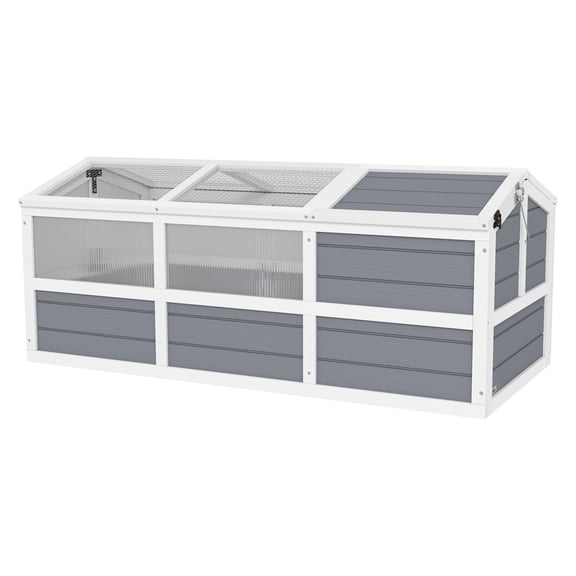 Tortoise Habitat Outdoor Enclosure, Bottomless Tortoise House with Doors & PC Windows, Light Gray, for Small Animals