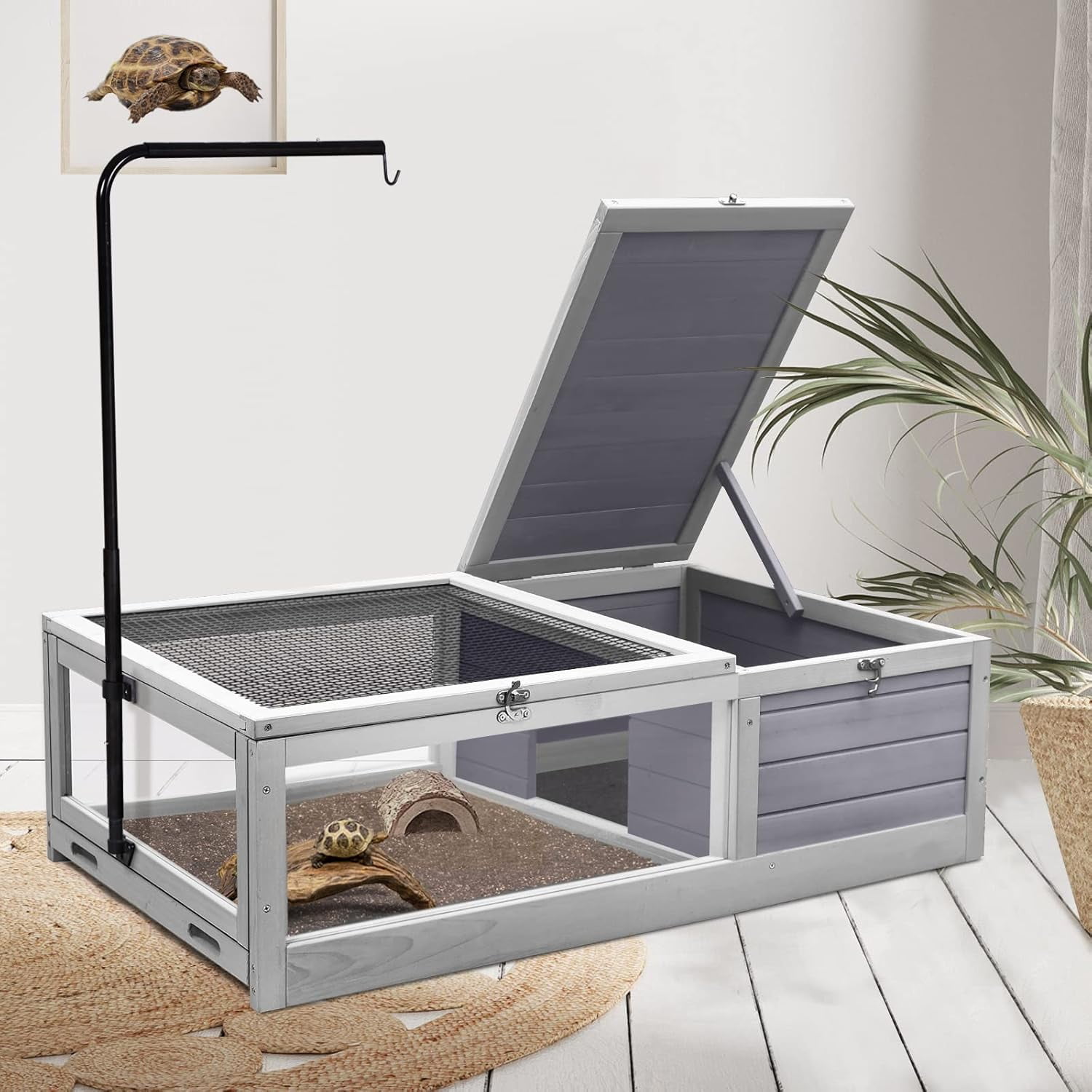 Tortoise House Habitat, Wooden Tortoises Enclosure Indoor Turtle Home ...
