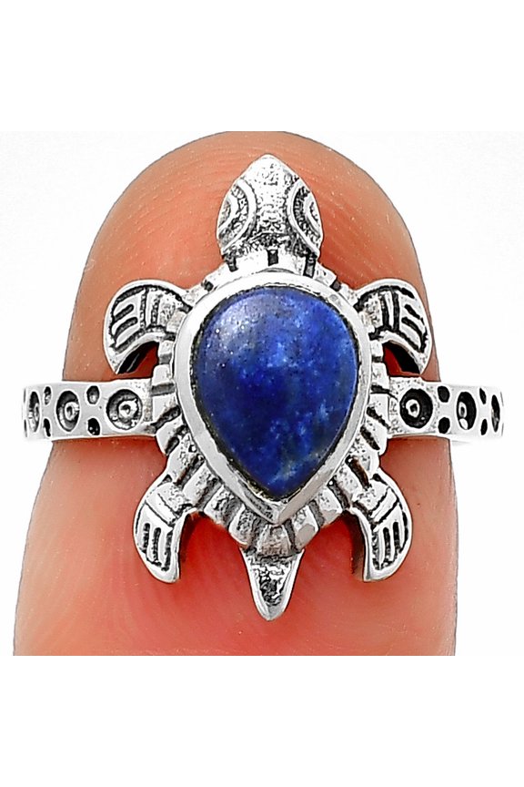 Tortoise - Lapis Lazuli 925 Sterling Silver Ring s.6 Jewelry DGR1116_B_6 R-1076