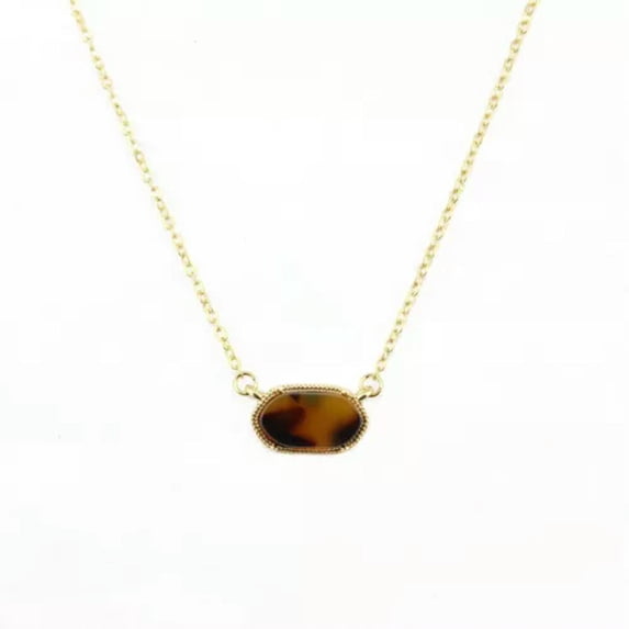 Tortoise Leopard Mini Hexagon Choker Necklace for Women Short Chokers Accessorie