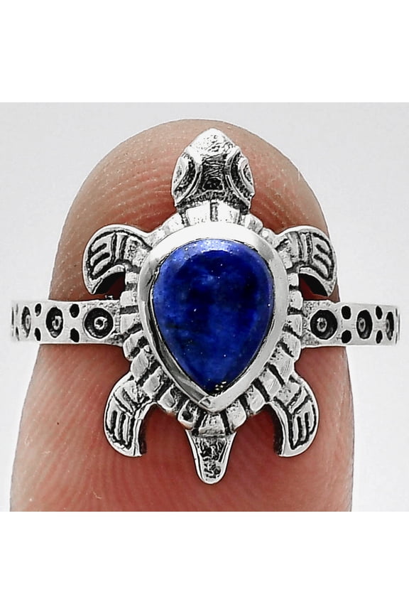 Tortoise - Natural Lapis Lazuli 925 Sterling Silver Ring s.7 Jewelry R-1076 SDR243259