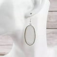 thumbnail image 1 of Tortoise Oval Earrings Boho Lucite Resin Ethnic Leather Boutique Women Jewelry, 1 of 3