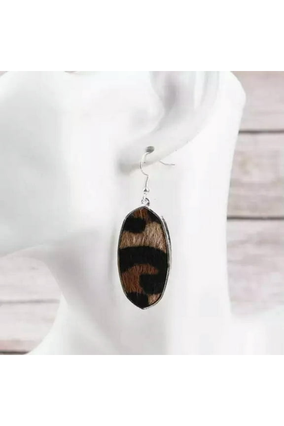 Tortoise Oval Earrings Boho Lucite Resin Ethnic Leather Boutique Women Jewelry