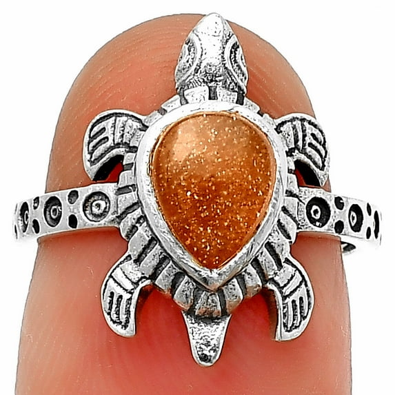 Tortoise - Peach Moonstone 925 Sterling Silver Ring s.8 Jewelry DGR1116_F_8 R-1076