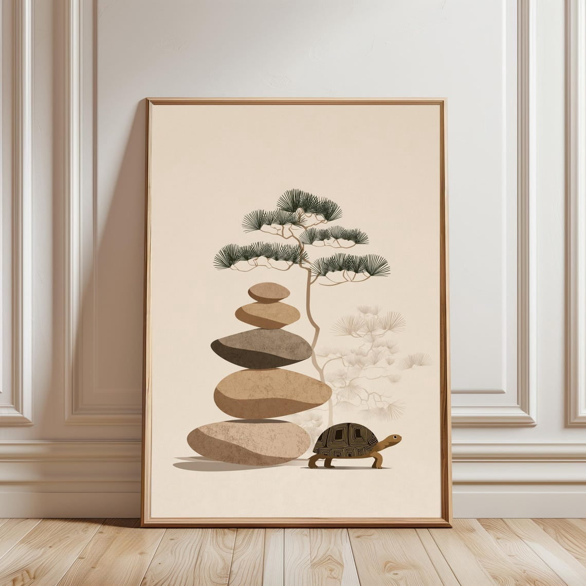 Zen Fish Design Tortoise Poster, Japanese Ripple Illustration, Minimal Zen Water, Good ...