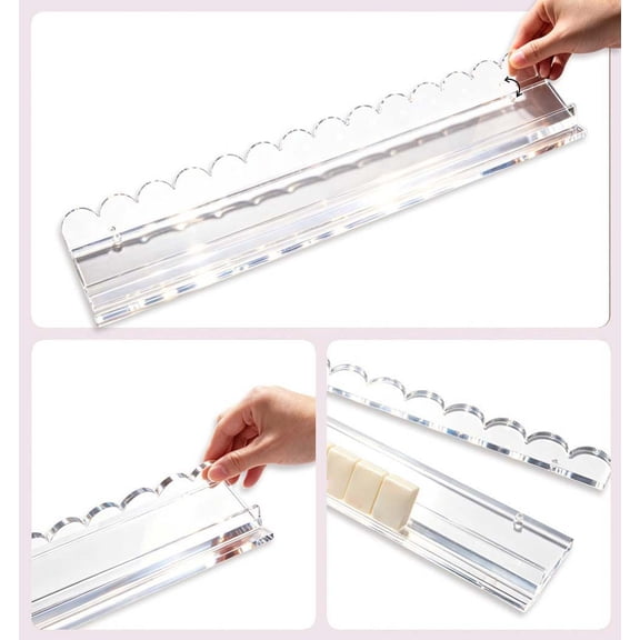 Tortoise Rack Pusher Mahjong Rack, Clear Acrylic Build, Scalloped Design, Fits Standard Mahjong Tiles, Lightweight and Sturdy for Game Nights, Compact Storage for Home or Travel
