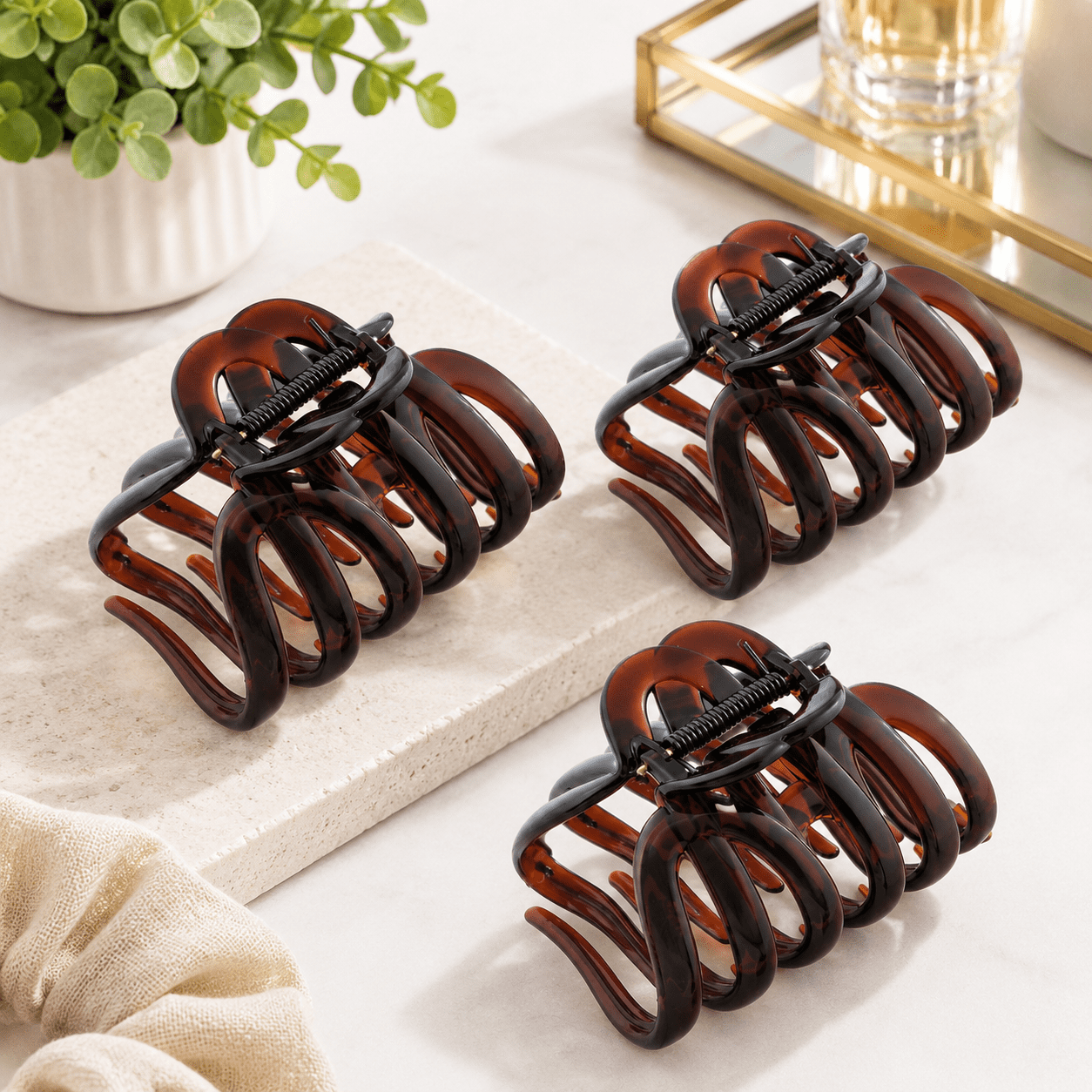 Tortoise Shell 2PK Octopus Hair Claw Clips 3.75 Inch For Thick Hair ...