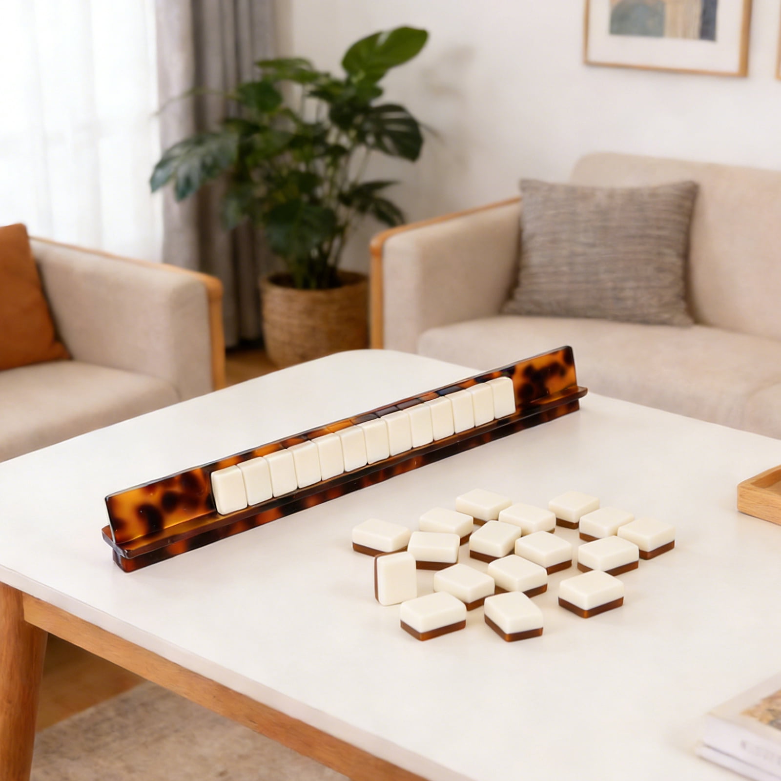 Tortoise Shell Acrylic Mahjong Rack Set with Fully Detachable Magnetic ...