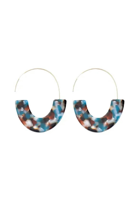 Tortoise Shell Blush Lucite Resin Moon Hoop Earrings for Women Boutique Jewelry