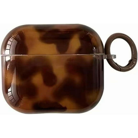 Tortoise Shell Case for AirPods Pro 1st Generation 2019 Cute Brown Cheetah Print Case with Keychain Lock for Women Men(for AirPods Pro,Brown Tort)