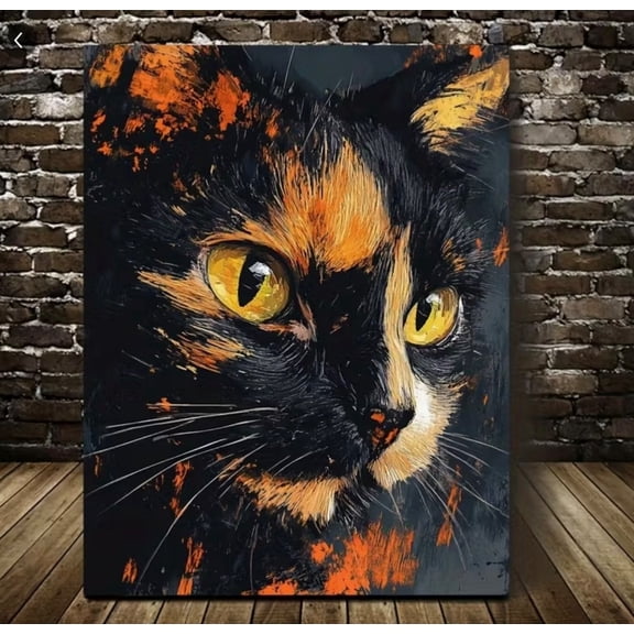 Tortoise Shell Cat Wall Art Print, Vintage Feline Home Decor