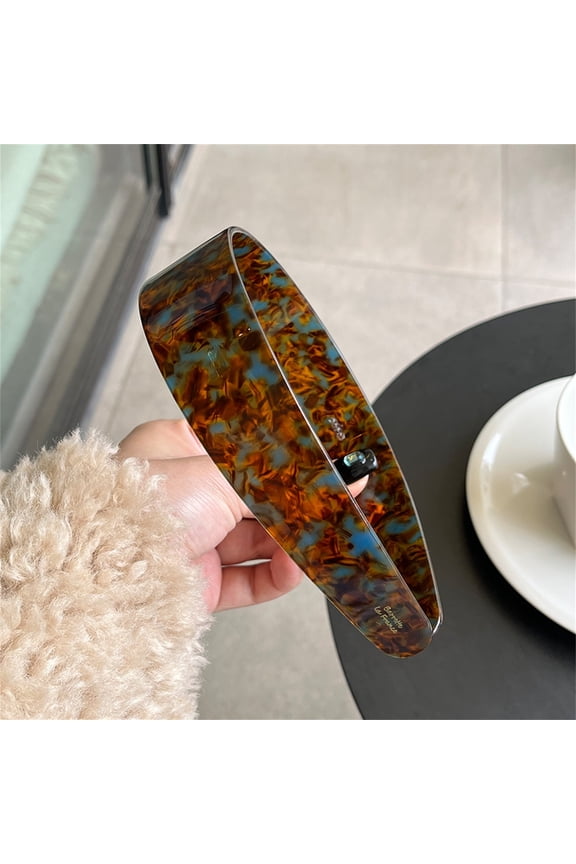 Tortoise Shell Headband, Glossy Wide Headband for Women, Tortoise and Solid Colors, No Slip Versatile Wide Acetate Stretchy 80s Headband for Women
