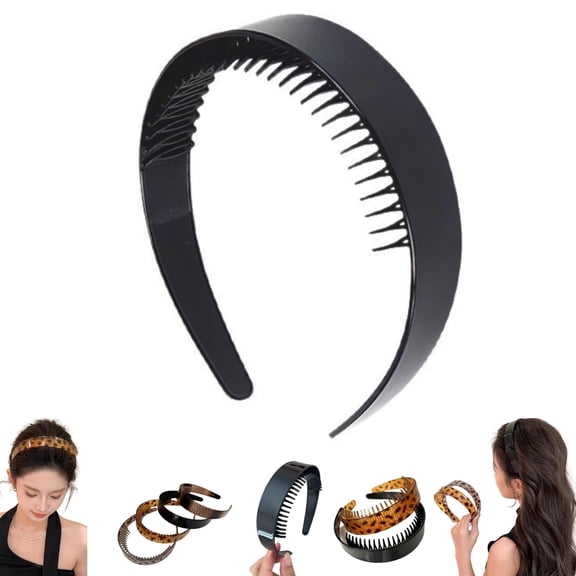 Tortoise Shell Headband – Thick Wide Acetate Hair Band with Teeth, No Slip Retro Style Hair Accessory for Women Daily Wear
