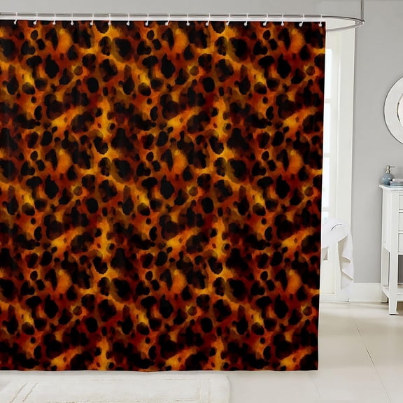 Tortoise Shell, Leopard and Cheetah Print Shower Curtain, Yellow Orange, Modern Abstract